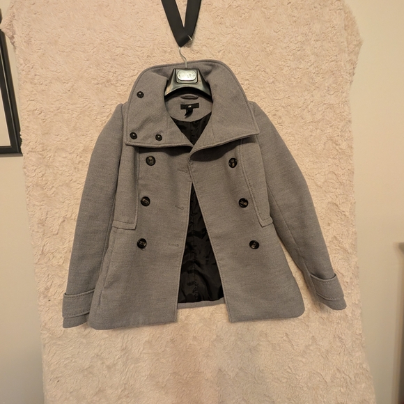 H&M Gray Short Pea Coat - Picture 3 of 5